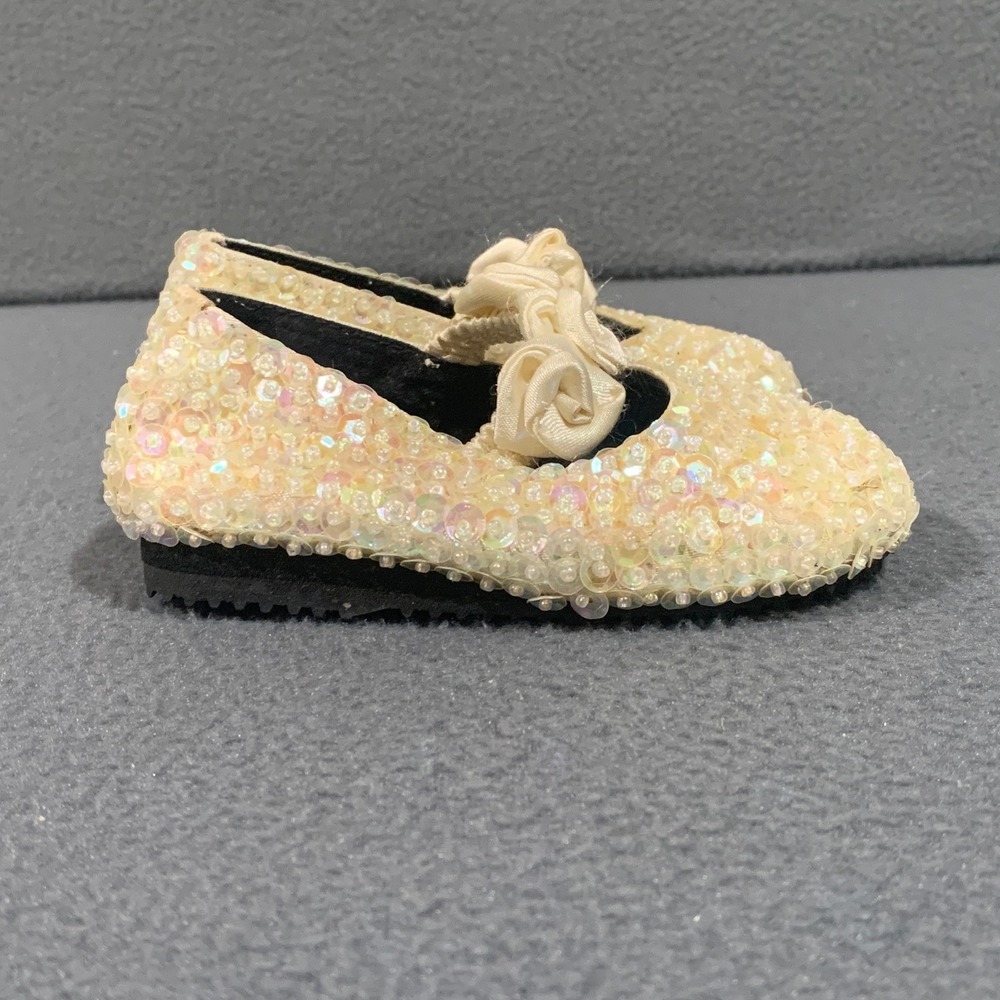 Costal Projections Baby Girl Size 4 Iridescent Sequin Rosette Mary Jane Flats
